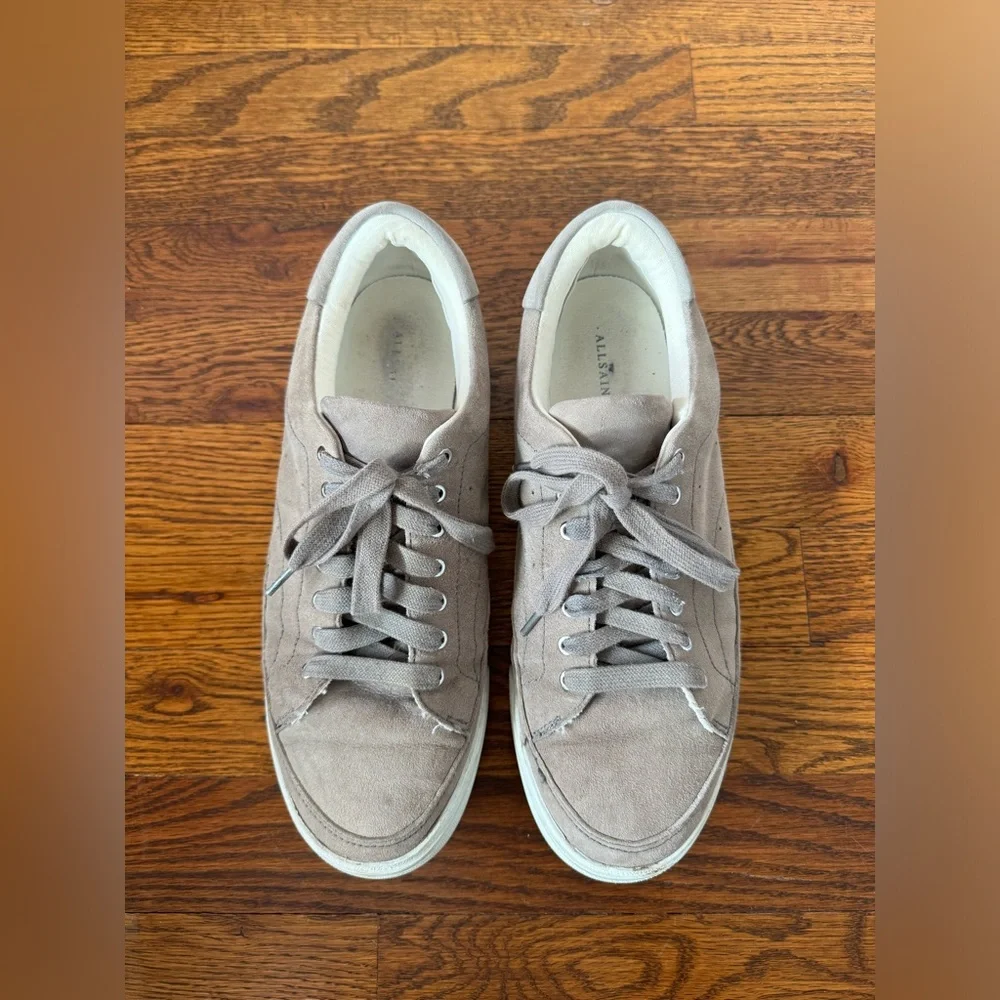 All Saints Women’s Trish Taupe Suede Platform‎ Sneakers Size 9